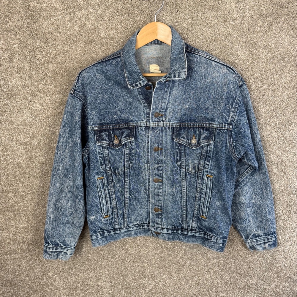 Vintage Levis Mens Medium Denim Trucker Jacket Blue 70507-0219 90s Blue Tab - Picture 2 of 8